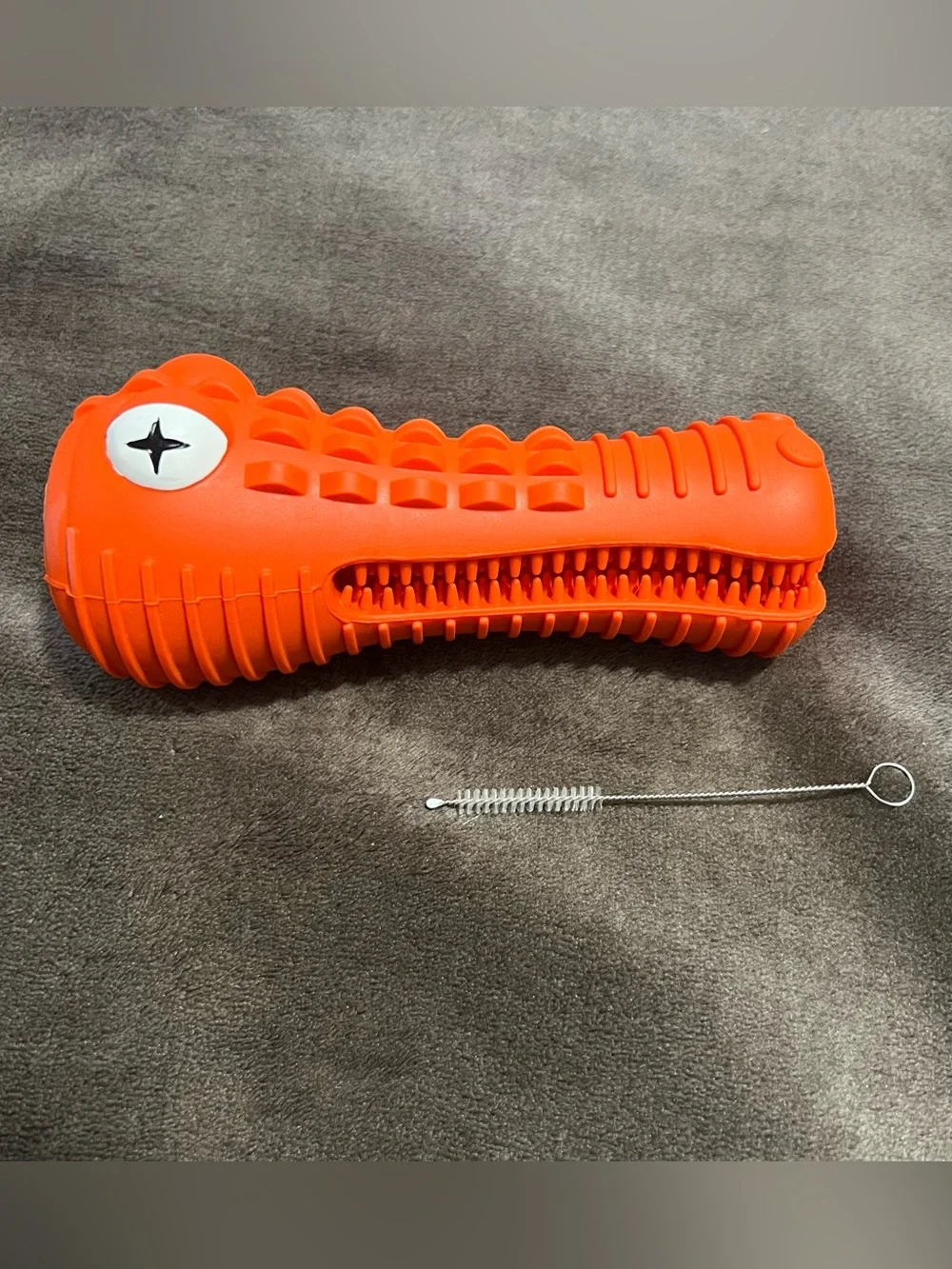 Orange Reptile-Style Dental Chew Toy for Dogs